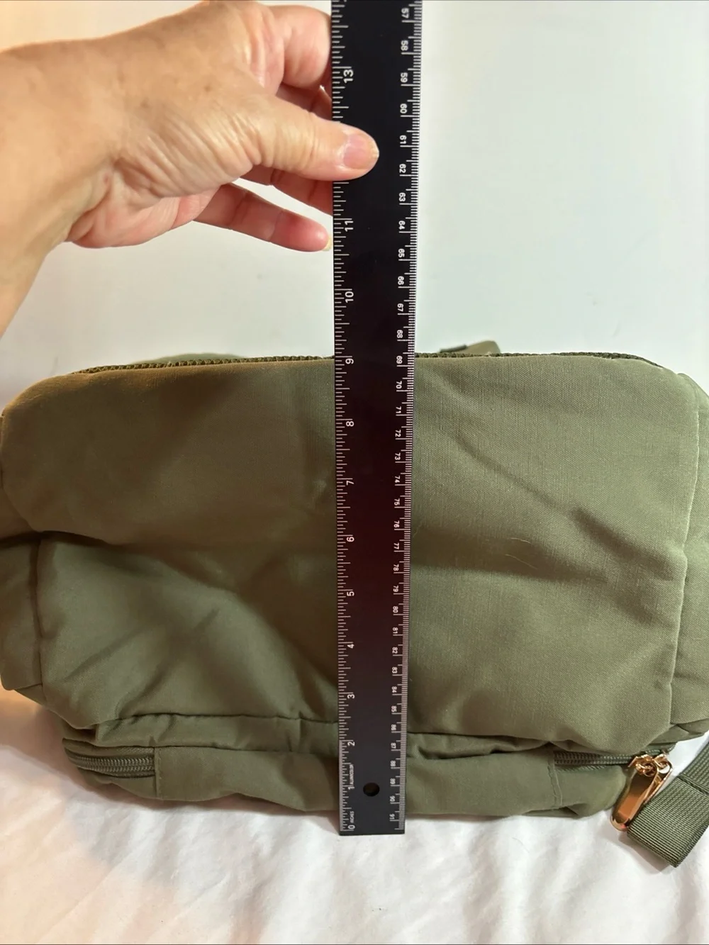 Mommore Brand Olive Green Canvas Travel Backpack with Brown Trim